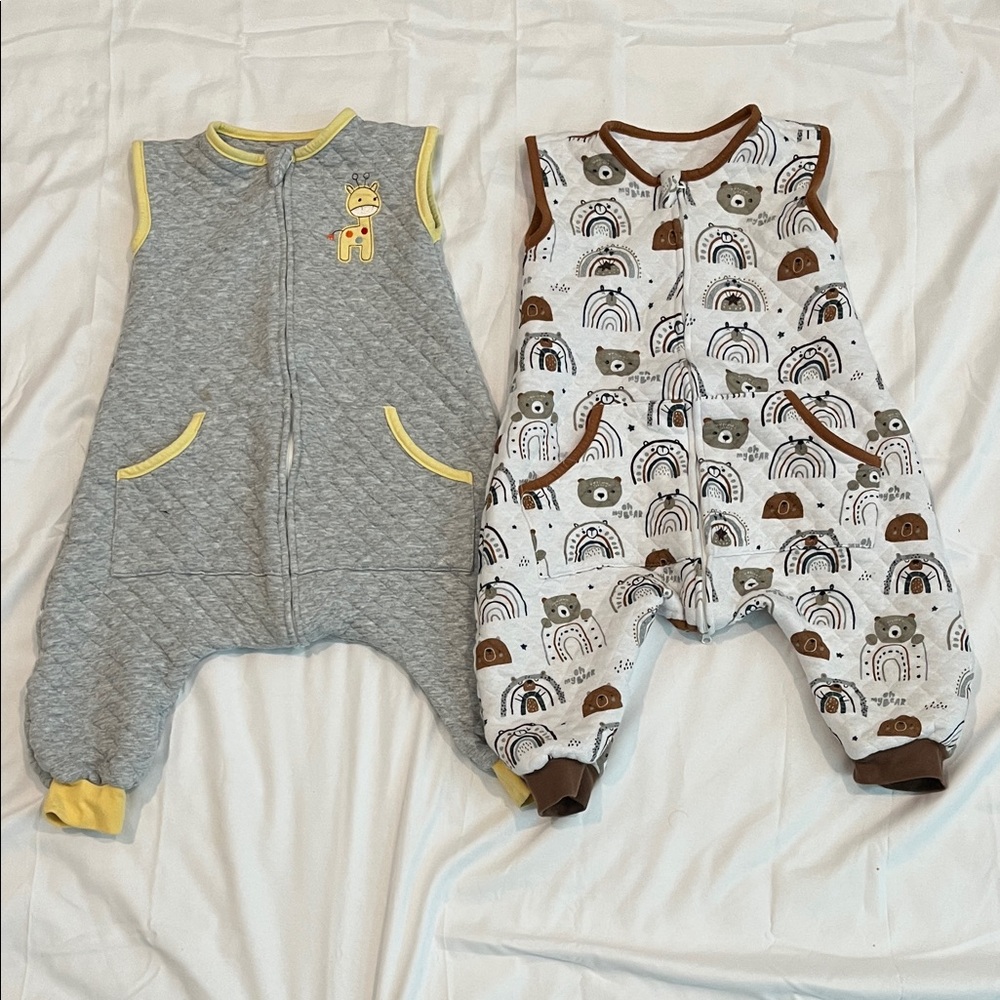 Gray and White Kids One Pieces Set